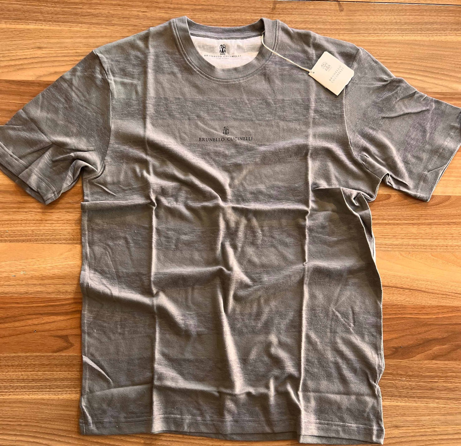 BRUNELLO CUCINELLI Men Short Sleeve Khaki Color Cotton T-shirt Us Size Medium gallery