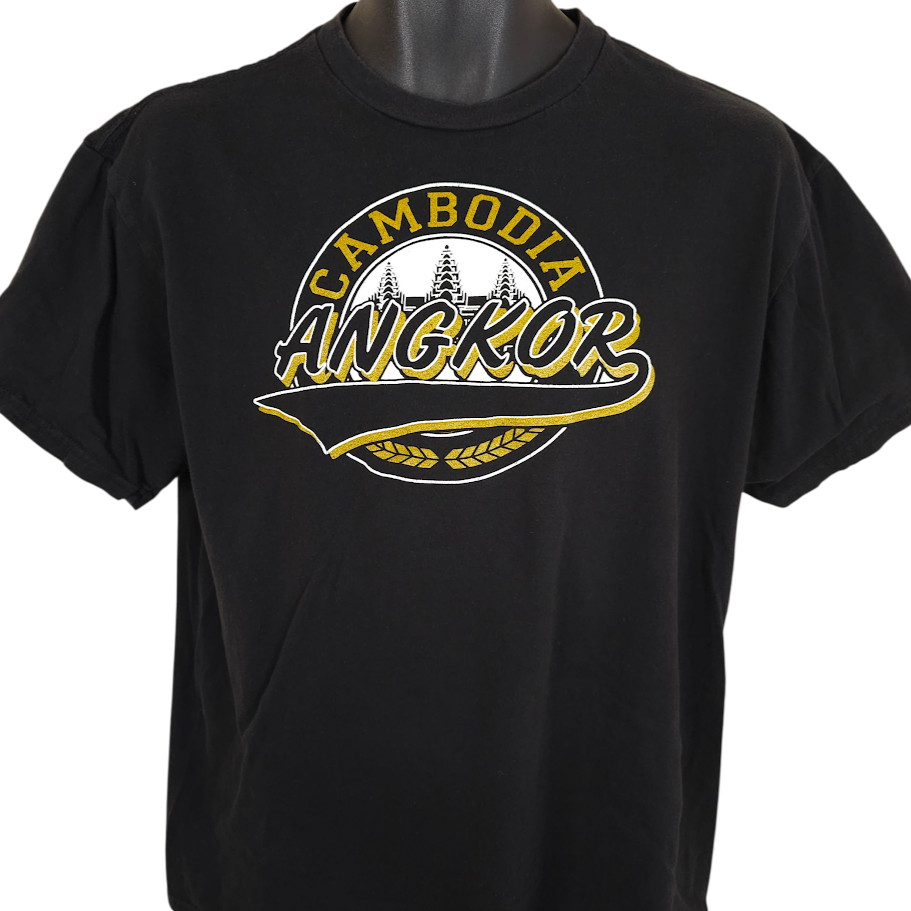 Angkor Wat T Shirt Mens Size Large Black Cambodia Travel Destination Tee gallery