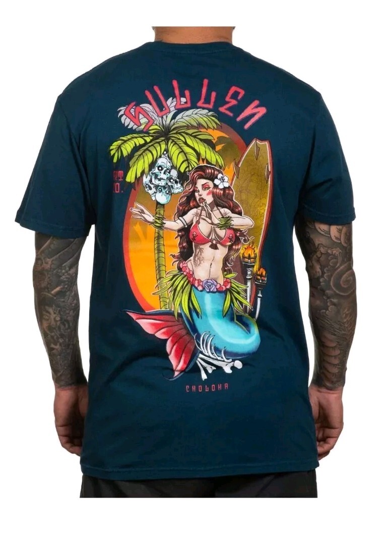 SULLEN Art Collective MERMAID STARGAZER Choloha Surf TEAL BLUE Mens S T-SHIRT gallery
