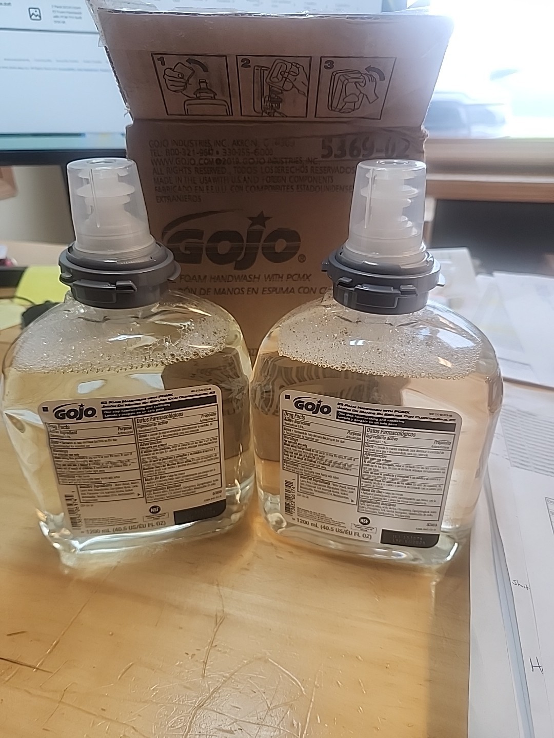2 Pack GOJO 5369 E2 Foam Handwash with PCM TFX Refill 1200 ML