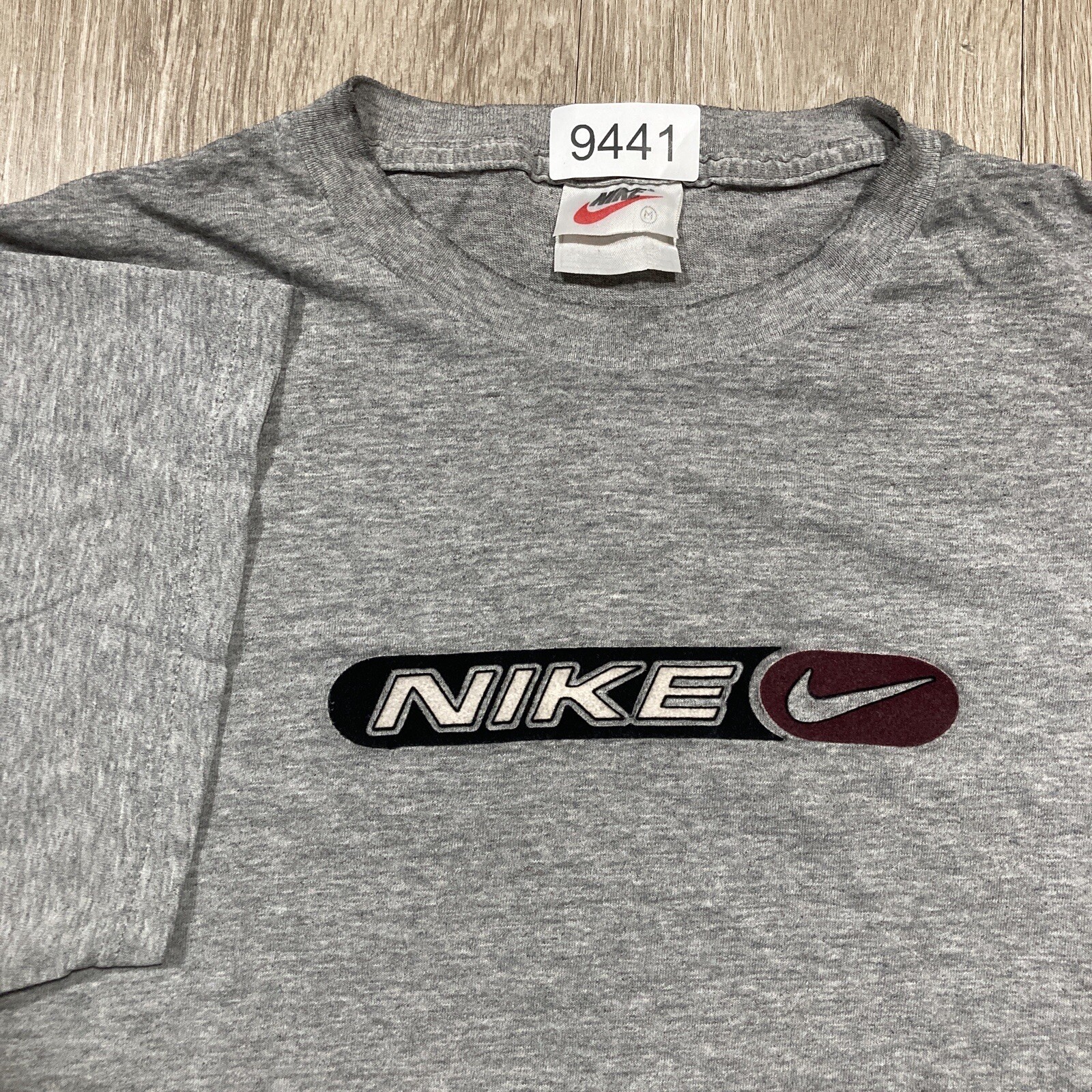 Nike Shirt M 90s 00s Y2k Swoosh Active-wear Athletic Gym Work-out Tee W/Marks gallery