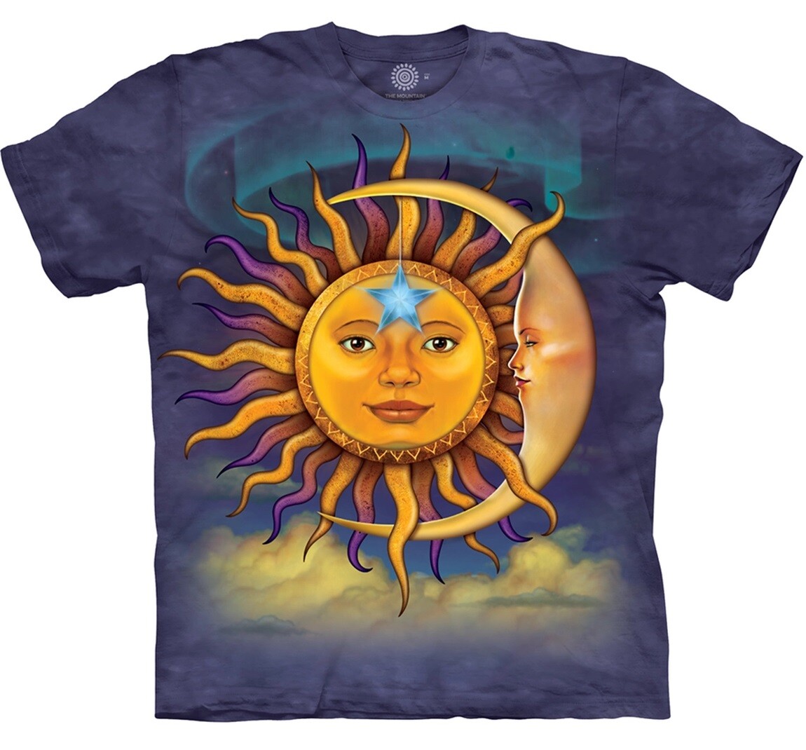 Sun Moon Lunar Solar Shining Star Yin Yang Mountain Purple Cotton T-Shirt S-5X gallery