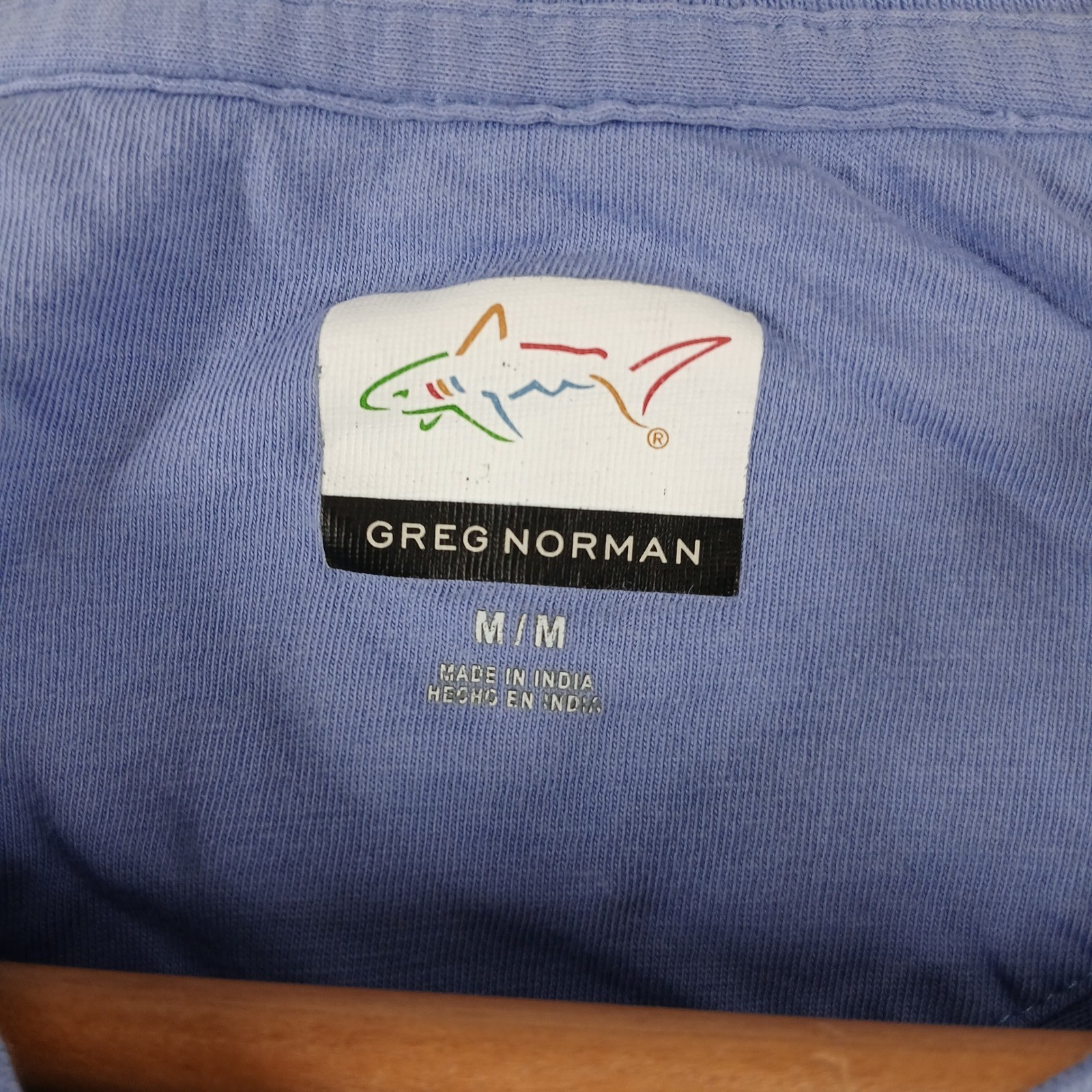 Greg Norman Short Sleeve Graphic Tee Shark Logo Cotton Shirt Size M Periwinkle gallery
