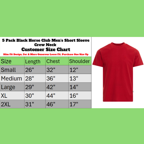 5 Pack Black Horse Club Mens Crew Neck Cotton T Shirts Embroidered Logo S-XXL gallery