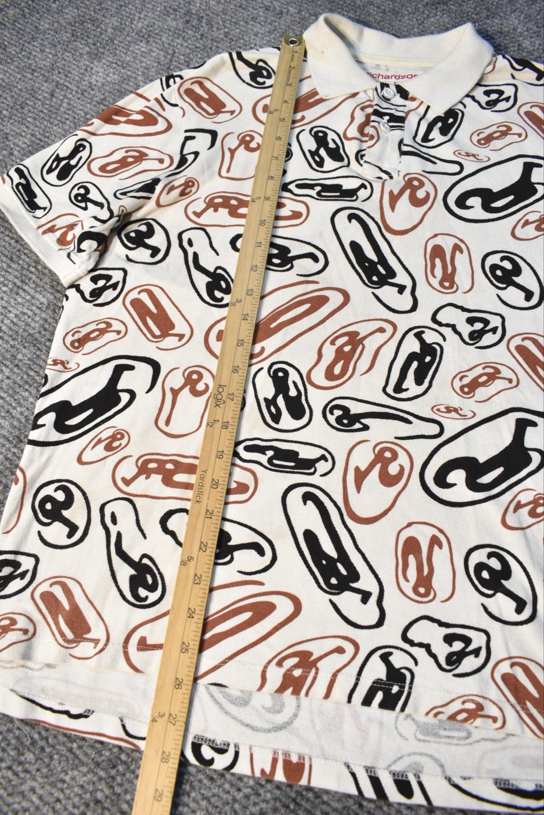 Richardson Abstract Polo White Black Brown S/S | Size XL | Streetwear USA gallery
