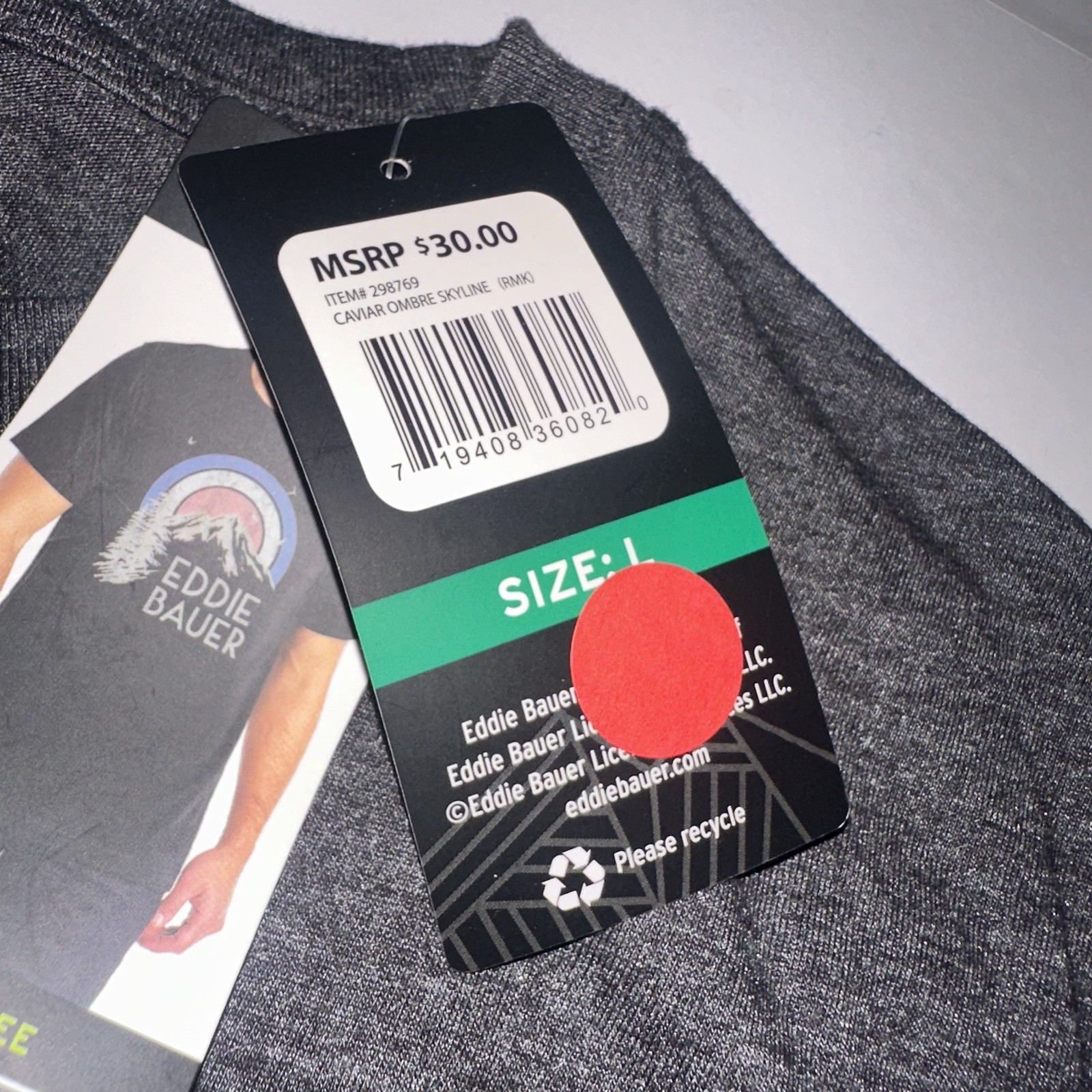 NWT EDDIE BAUER Mens L Tshirt Gray Graphic Mountain Outdoor Birds Classic Fit gallery