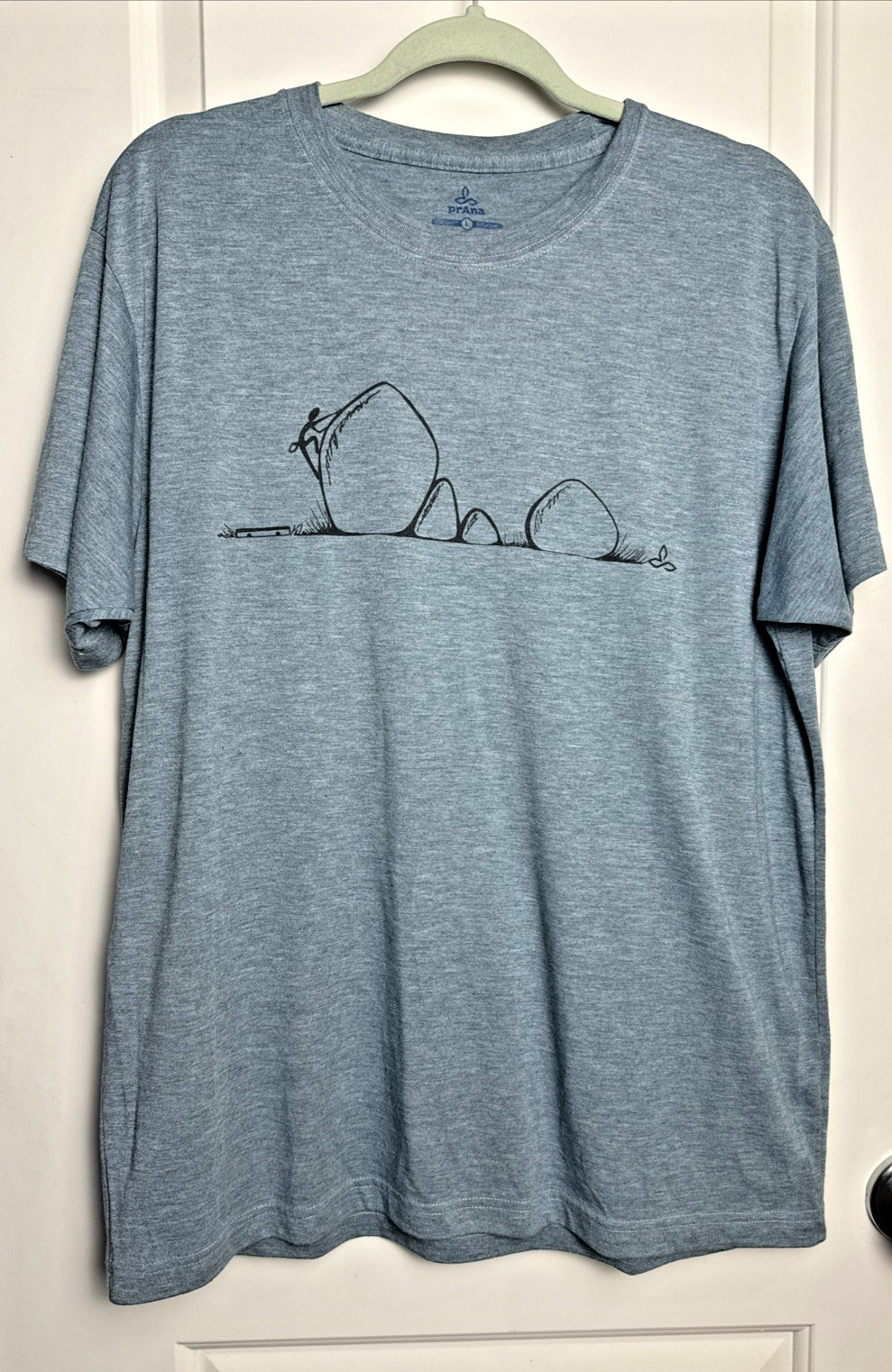 Prana Men’s Rock Climber Tee T-Shirt Blue LG Boulders Breathable Soft Outdoors