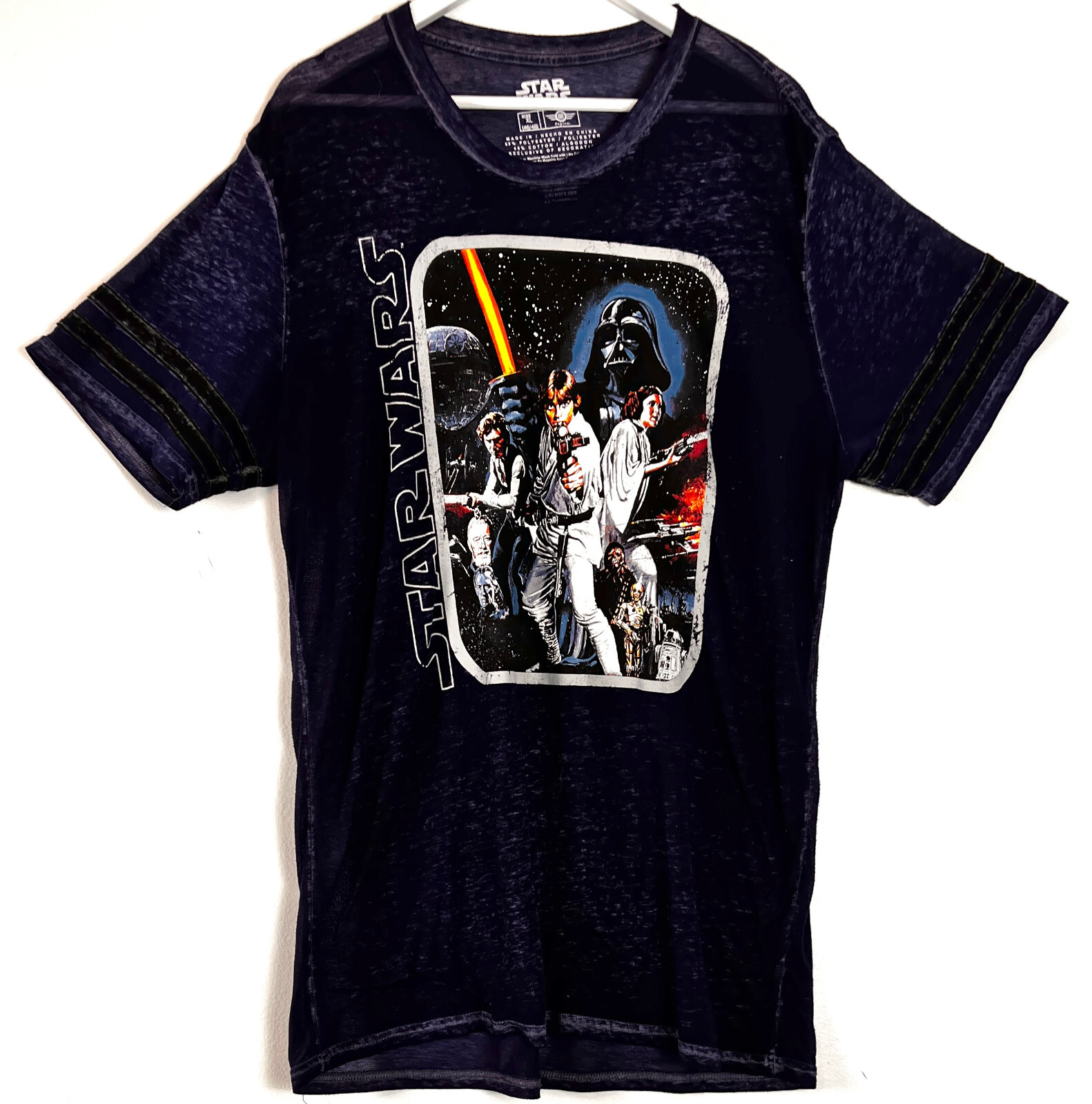 Star Wars Mad Engine T-Shirt Adult Navy Semi-sheer 152% Poly 48% Cotton SIZE XL