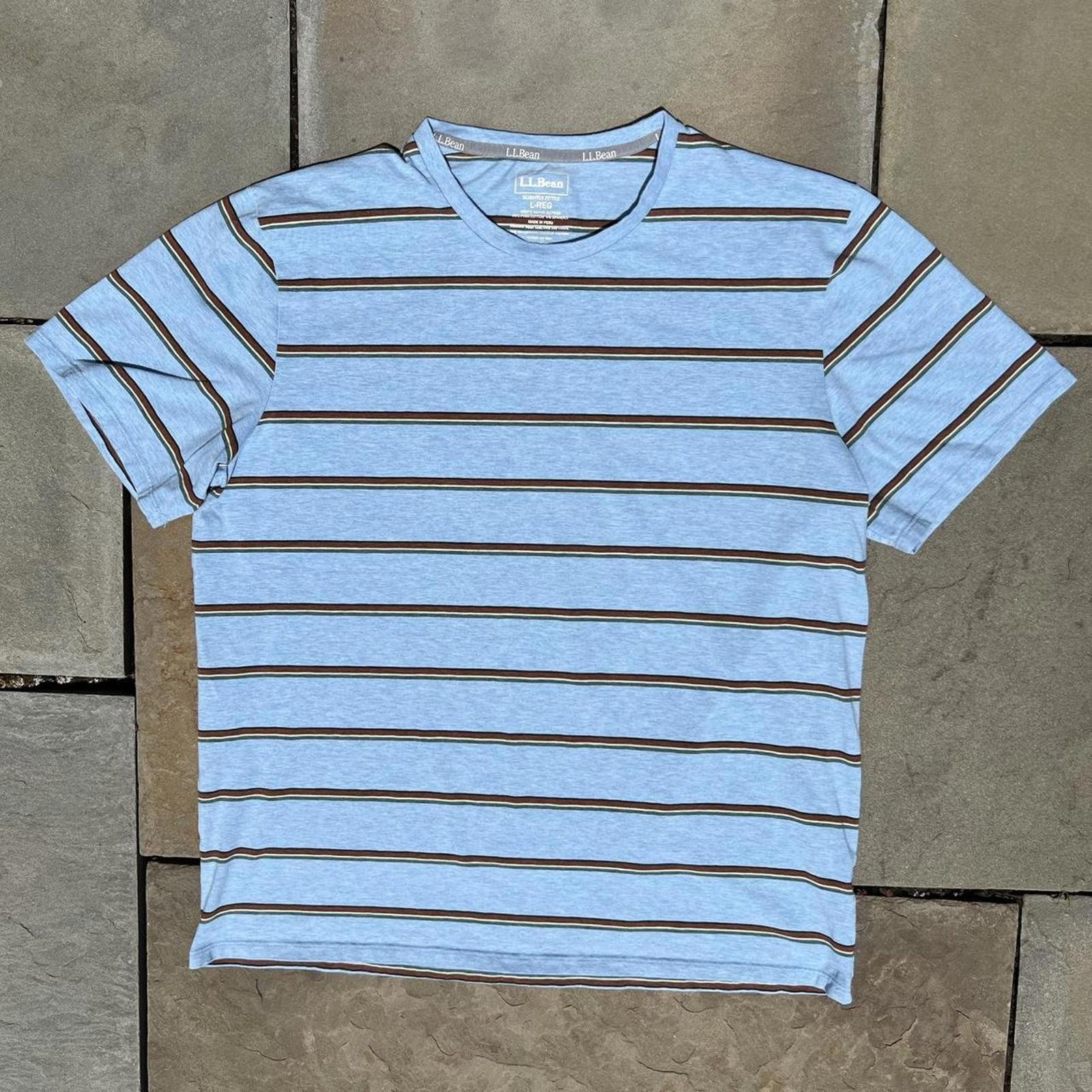 Light Blue Heather Varied Stripe Pima Cotton T-shirt