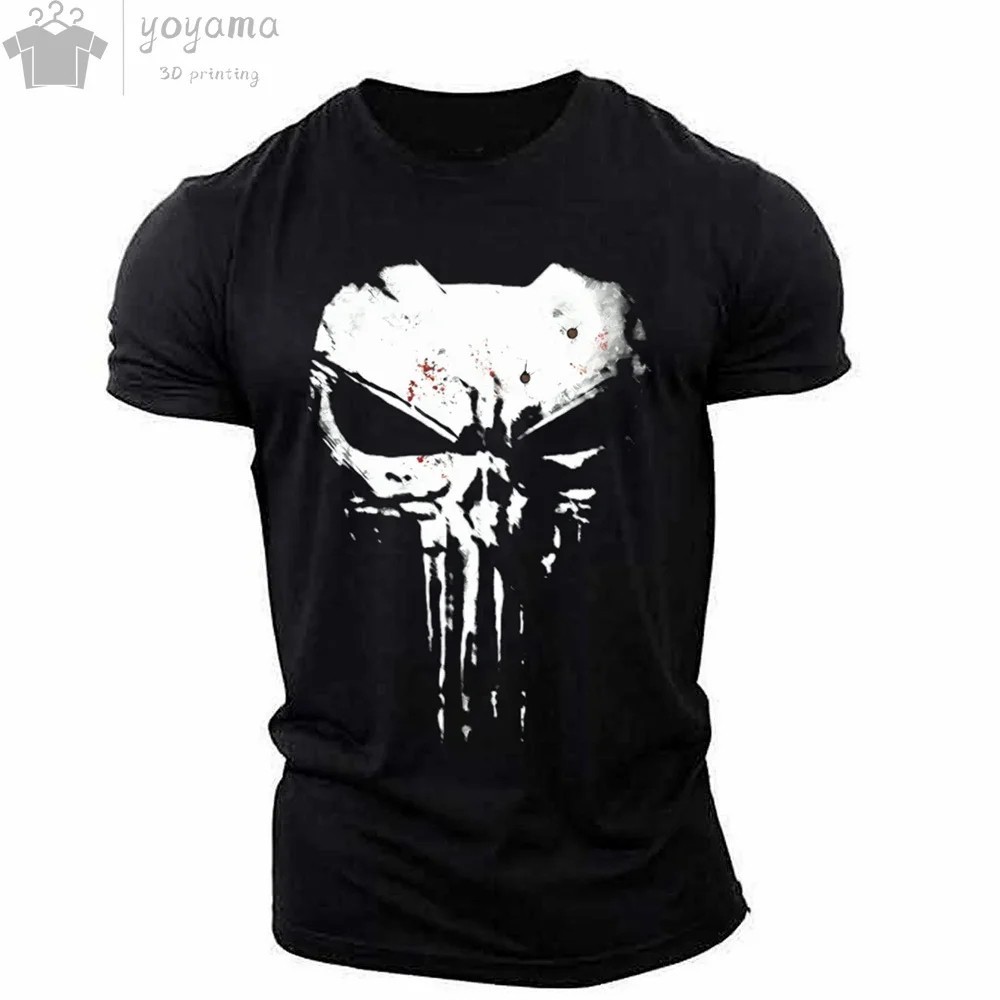 The Punisher T-Shirt Mens 3D Print Tee Military Patriotic Skull Streetwear Shirt gallery