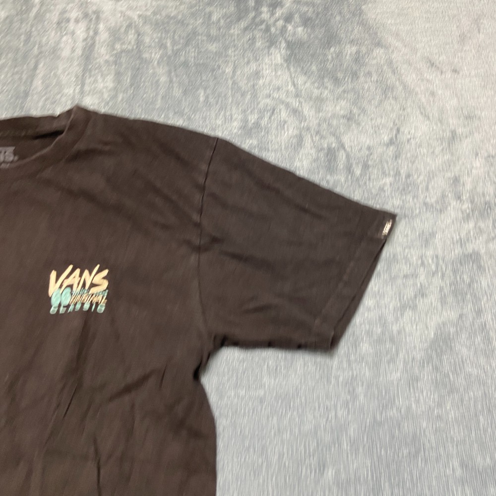 Vans Off The Wall T-Shirt Men Small Black Cotton Dark Wash Graphic Everyday Wear gallery