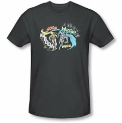 Adult Charcoal Black DC Comics Heroes Batman and Robin Action Duo T-shirt Tee