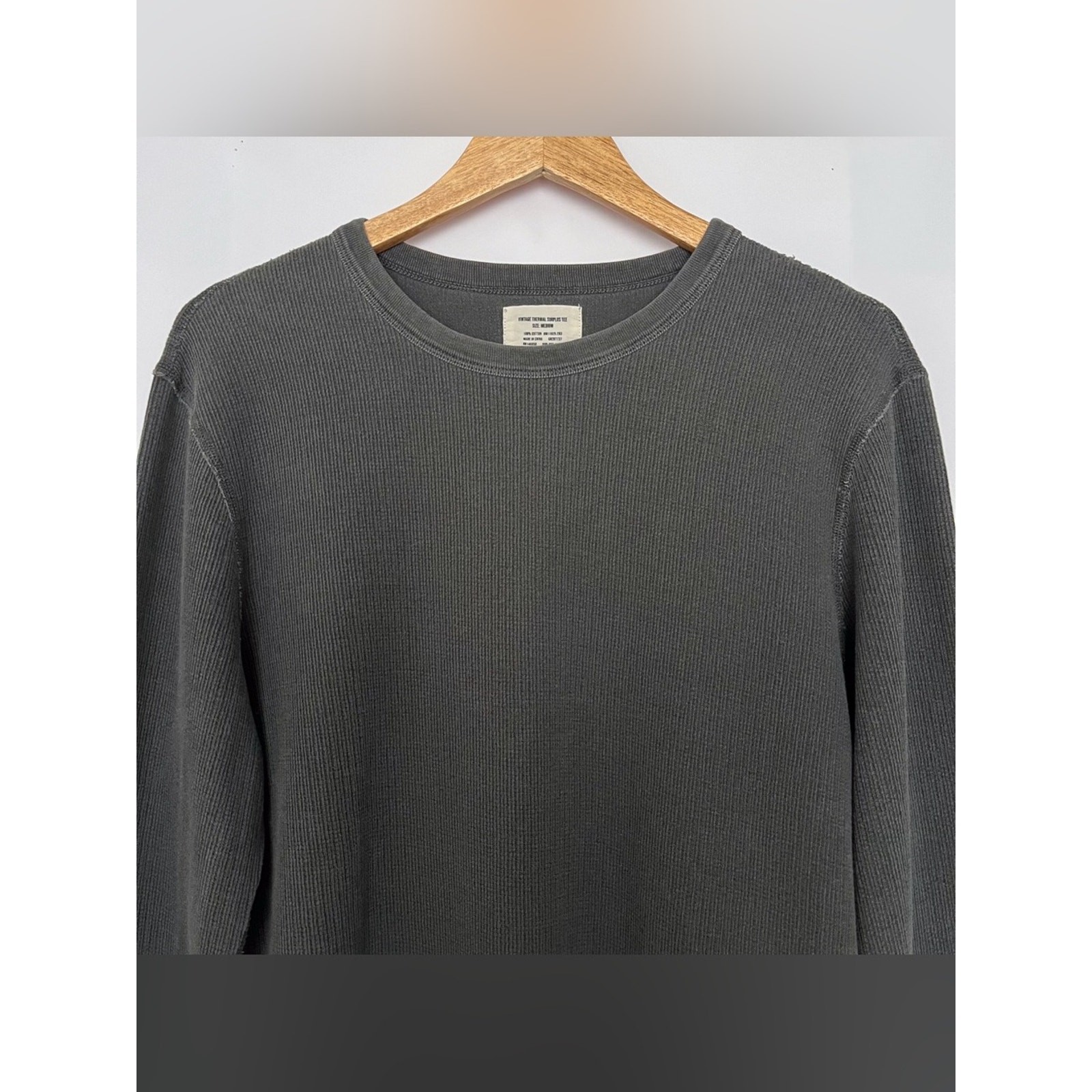 Buck Mason Mens Vintage Thermal Surplus Tee Long Sleeve Waffle Size Medium Gray gallery
