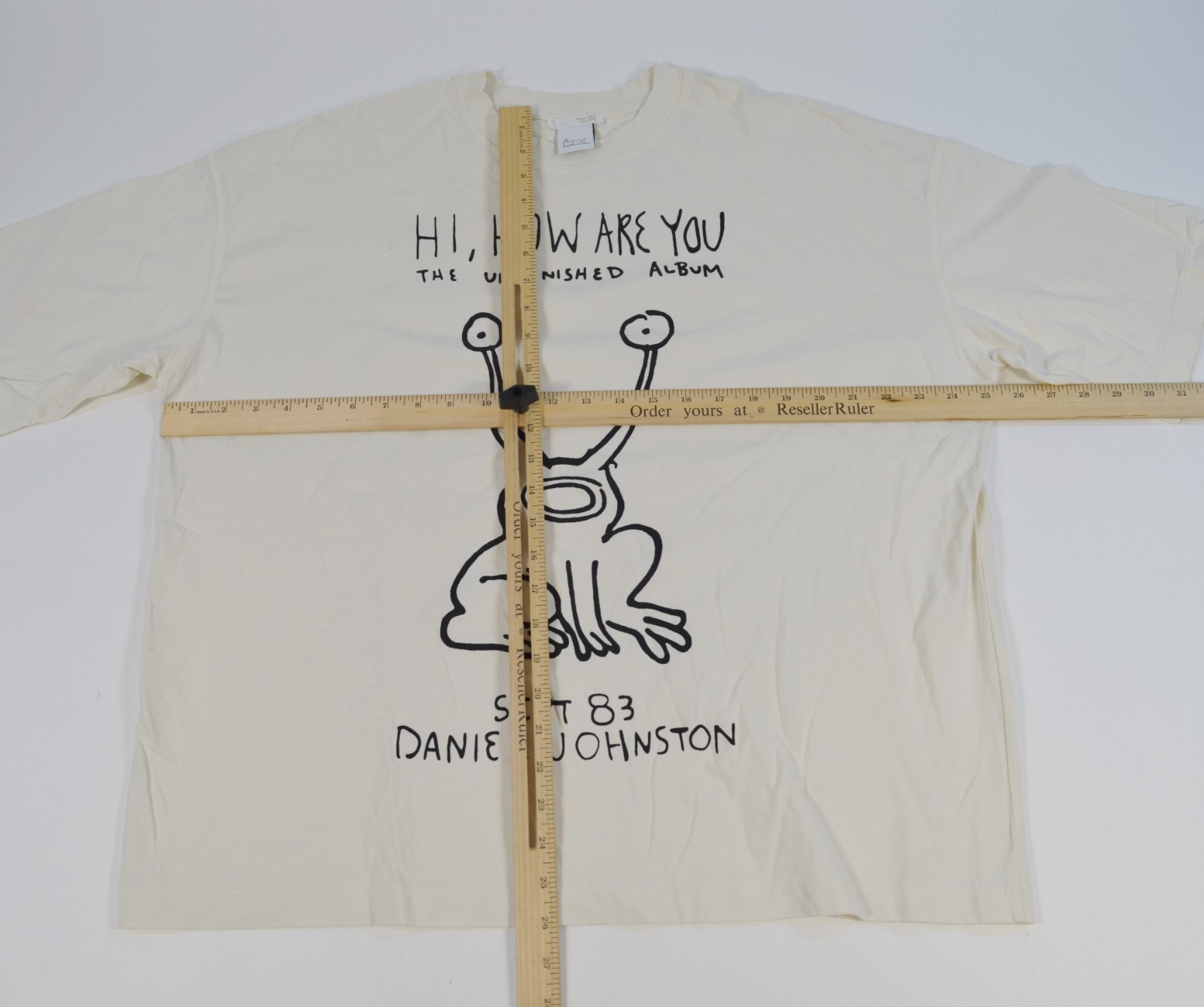 Daniel Johnston Hi How are You? Sept 1983 White Sara Large Shirt gallery