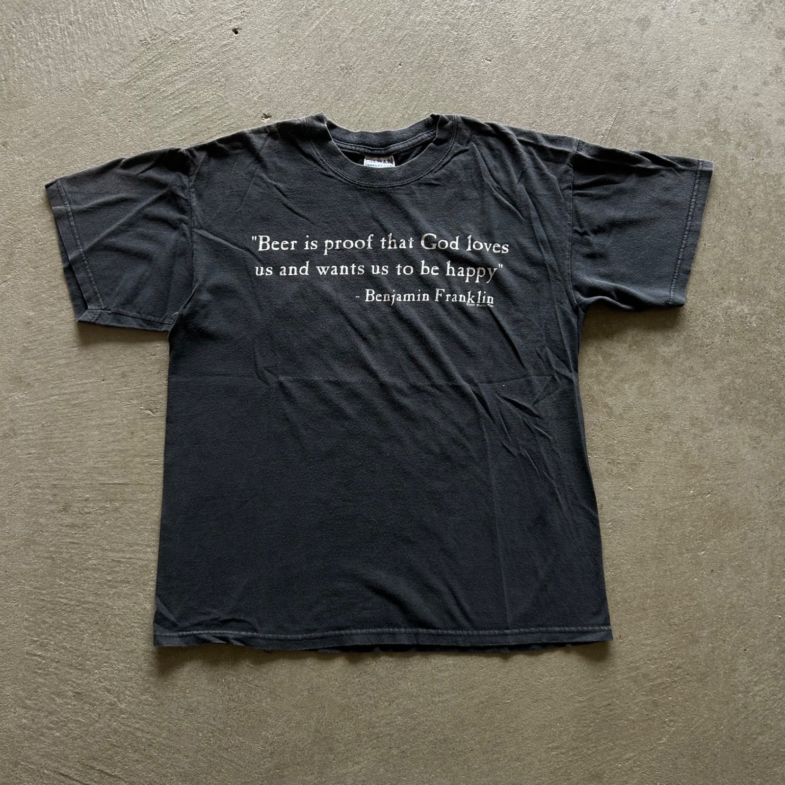Vintage 90s Beer Sweatshirt Size L Black Ben Franklin Quote Crewneck 1997 Funny