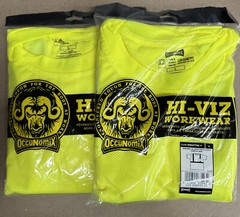(2) High Visibility Reflective Road Work Safety T Shirt, ANSI/ISEA Class 2, Lg.