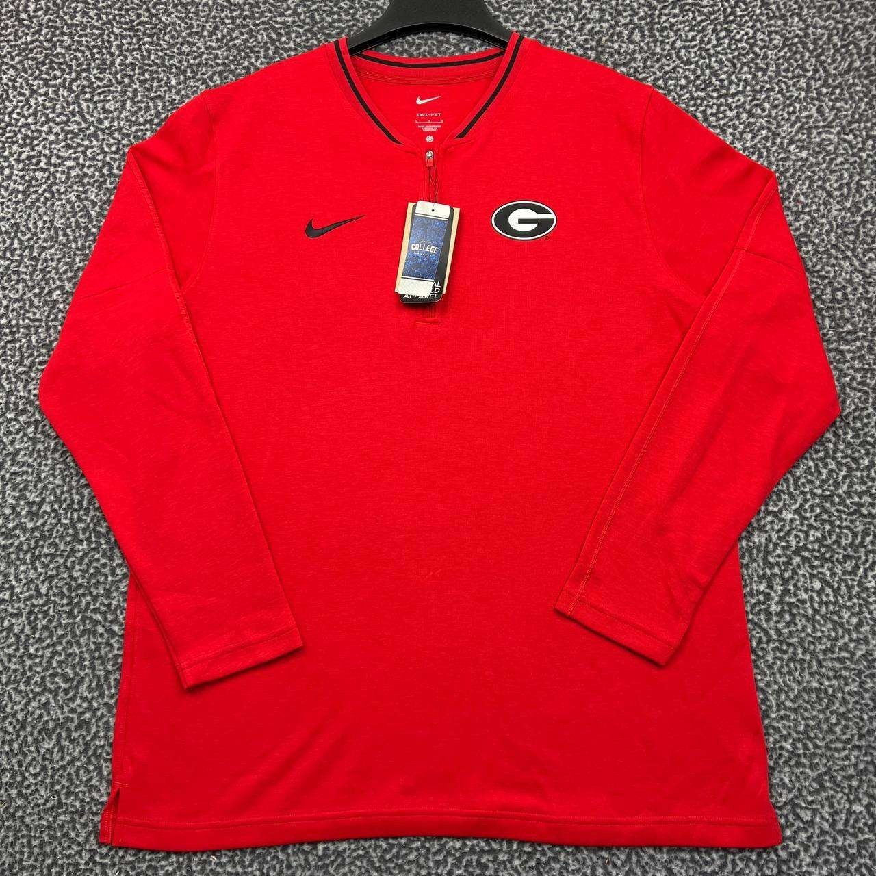Nike Dri-Fit Shirt Men Large Red Georgia Bulldogs Long Sleeve 1/4 Zip New L