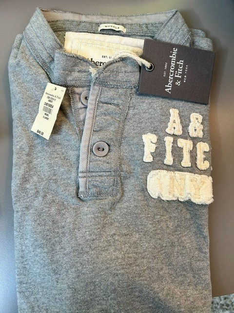Abercrombie & Fitch Classic Henley Muscle Shirt X-Large in Grey gallery