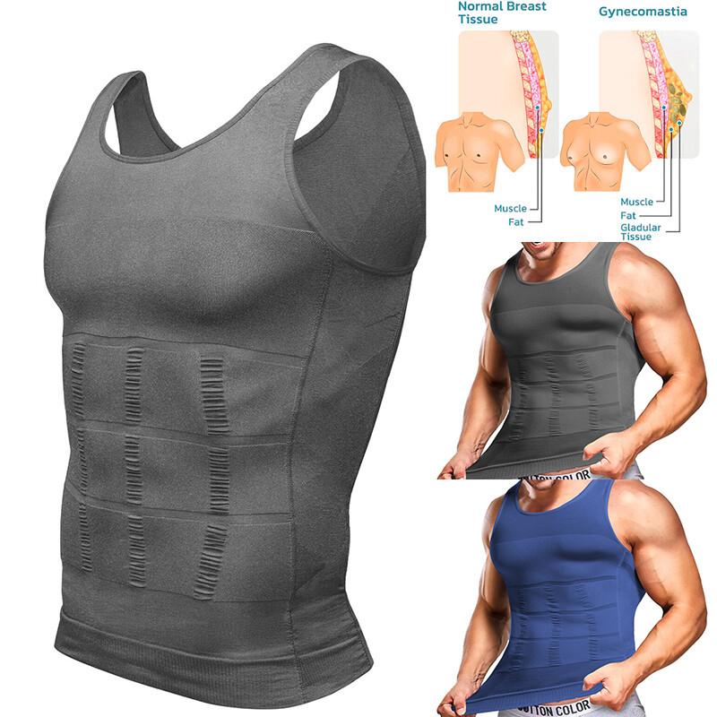 Men Gynecomastia Compression Shirt Body Shaper Chest Control Slim Vest Tank Top gallery