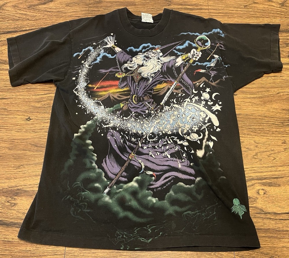 Liquid Blue Vintage Original 1994 Wizard X-Large All Over Print Single Stitch