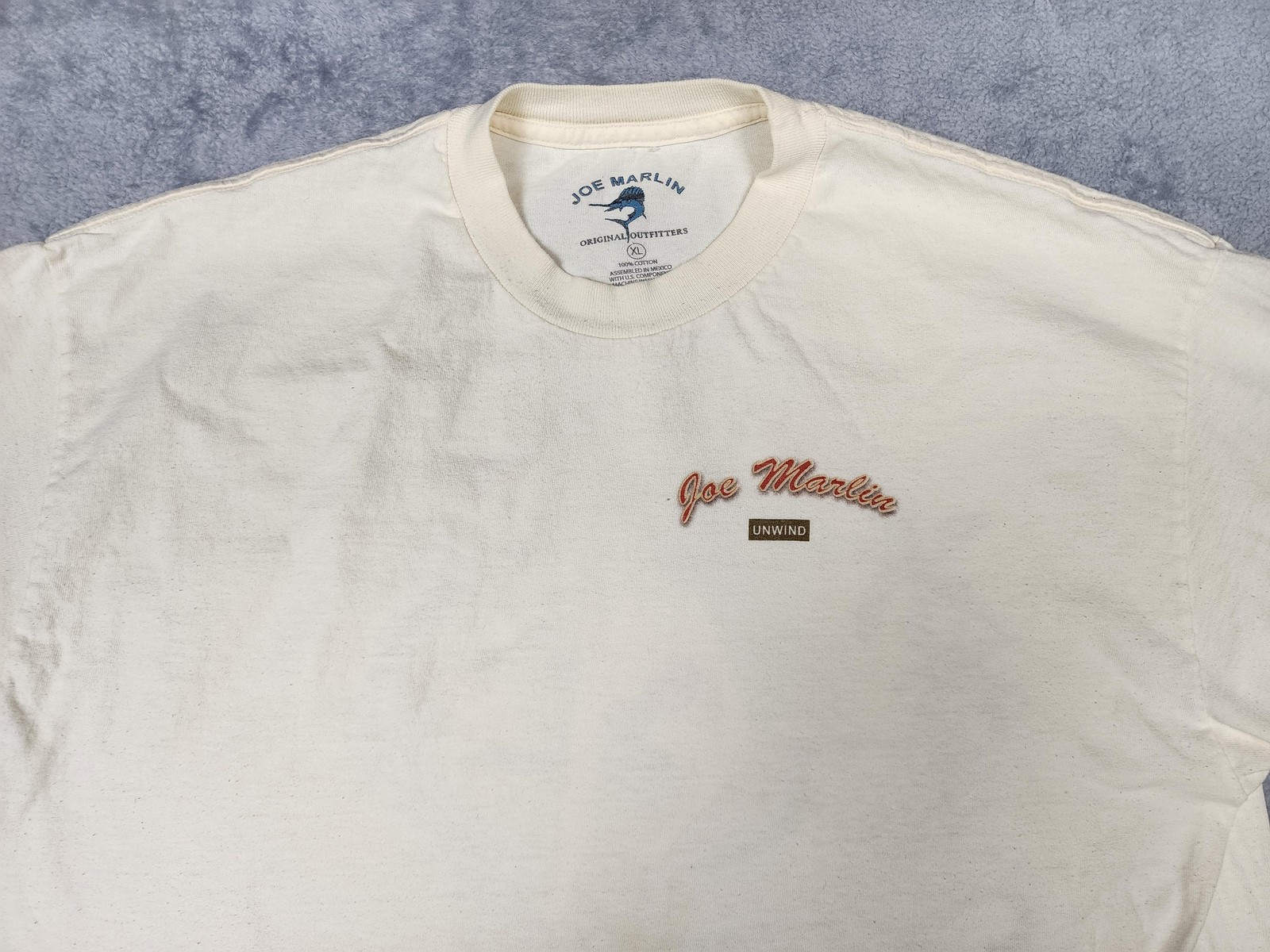 Joe Marlin Shirt Mens XL Cream Reel Action Mermaid Fishing Graphic Tee Unwind gallery