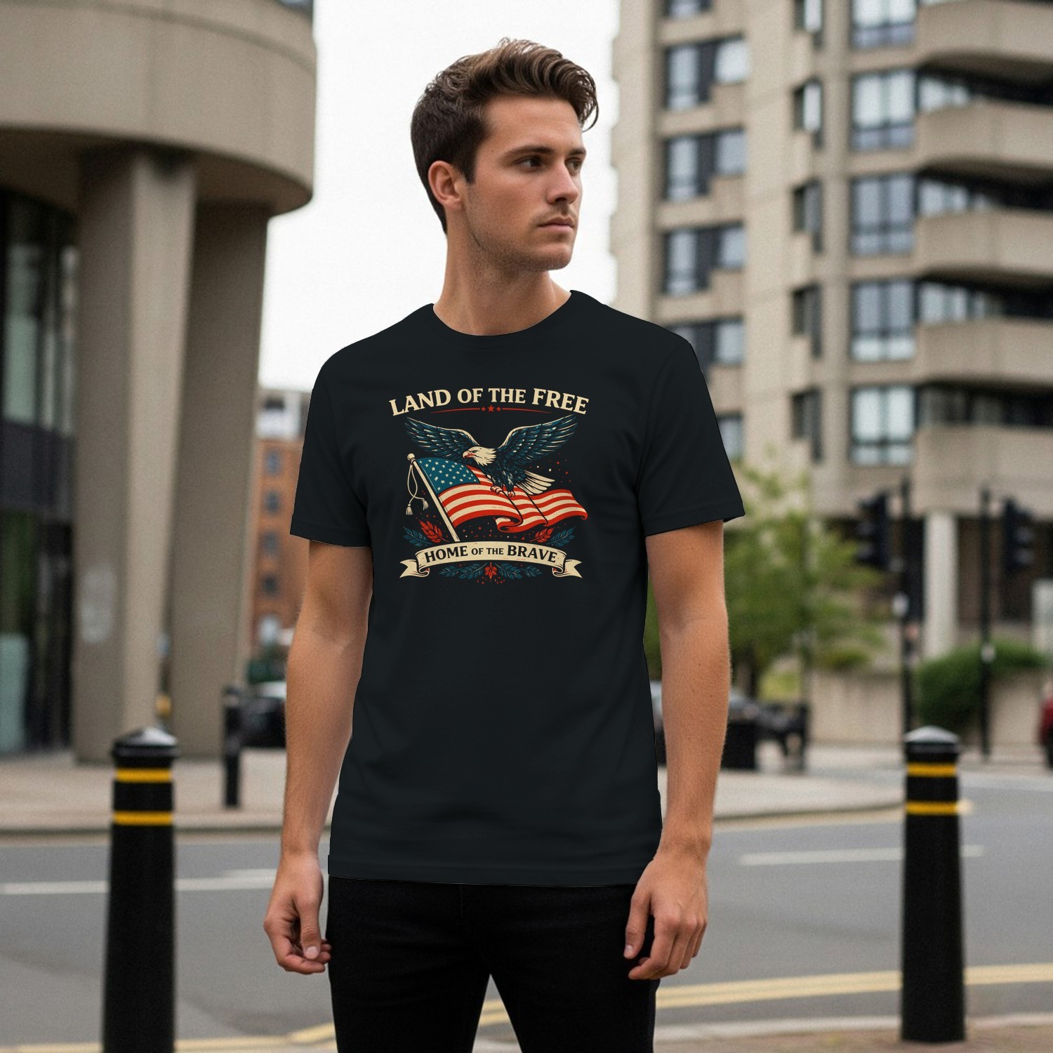 Men's T-shirt - Land of the Free Home of the Brave Eagle gallery