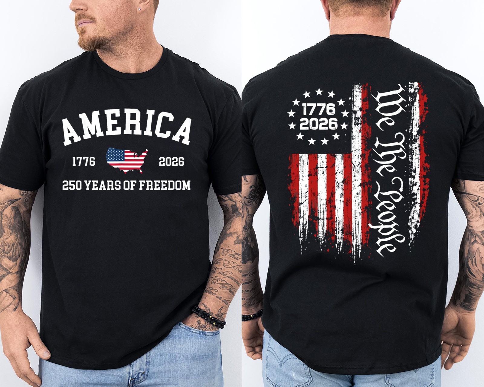 250 Years Of Freedom 250th Anniversary USA We The People Patriotic 2 Sided Tee gallery