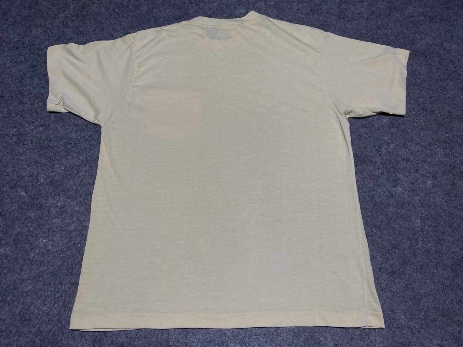 True VIntage Single Stitch THIN Distress Pocket Blank Pale Yellow Shirt Baggy Sm gallery
