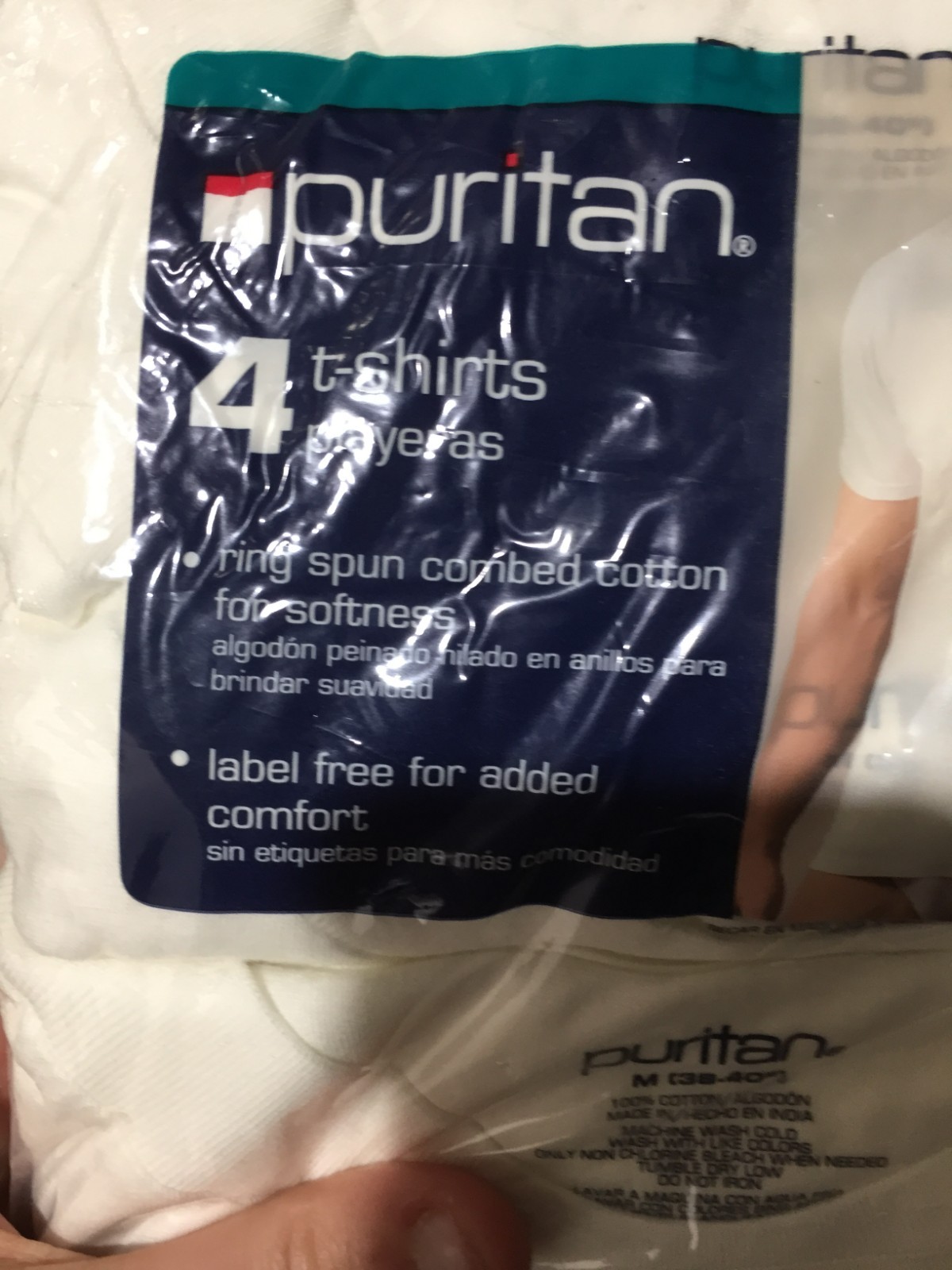 NEW 4 Pack Puritan T Shirts Mens M Medium White Short Sleeve Ring Spun 114WH WH gallery