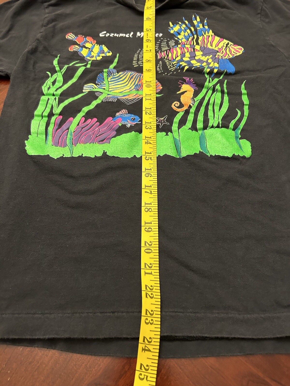 Vintage Cozumel Mexico T Shirt Neon Colorful Fluorescent Fish Black Medium gallery