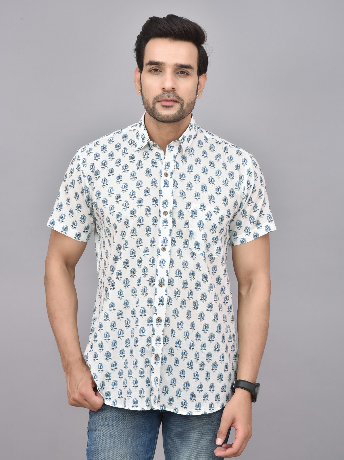 100% Cotton Shirt, Hand Printed Shirt, Light Fabric Shirt, Handmade Cotton Shirt gallery