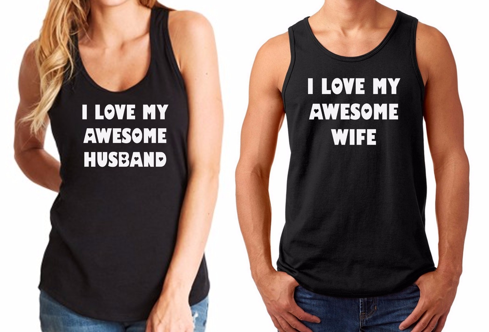 Tank Top I Love My Awesome Wife Husband #2 Matching T Shirts Anniversary Gift