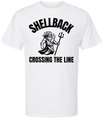 Shellback Crossing The Line Printed T-Shirt Nautical Maritime King Neptune Tee