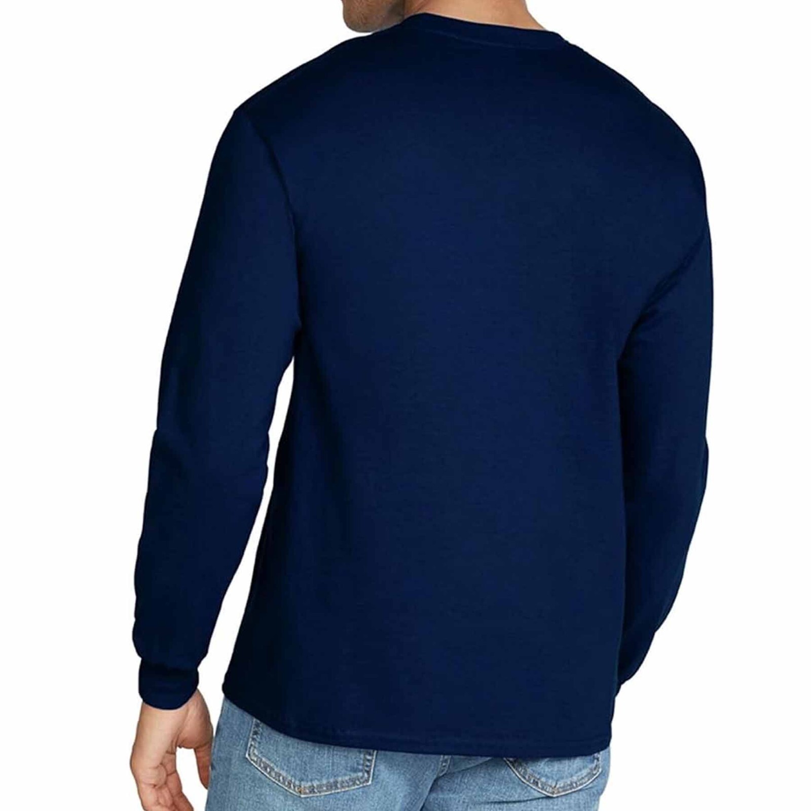 Gildan Unisex Men's 100% Cotton Long Sleeve T-Shirt G2400 L Large Navy 50 items gallery