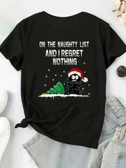 Naughty List Santa & Design, Top for Holiday Parties & Casual Attire