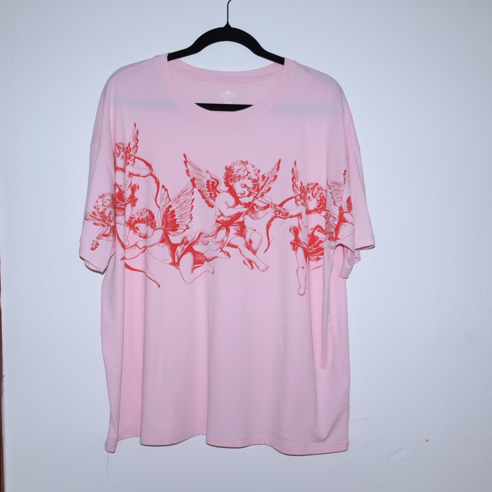 Baby Angels 100% Cotton Woman's T Shirt Pink/Red Oversized Be My Valentine gallery