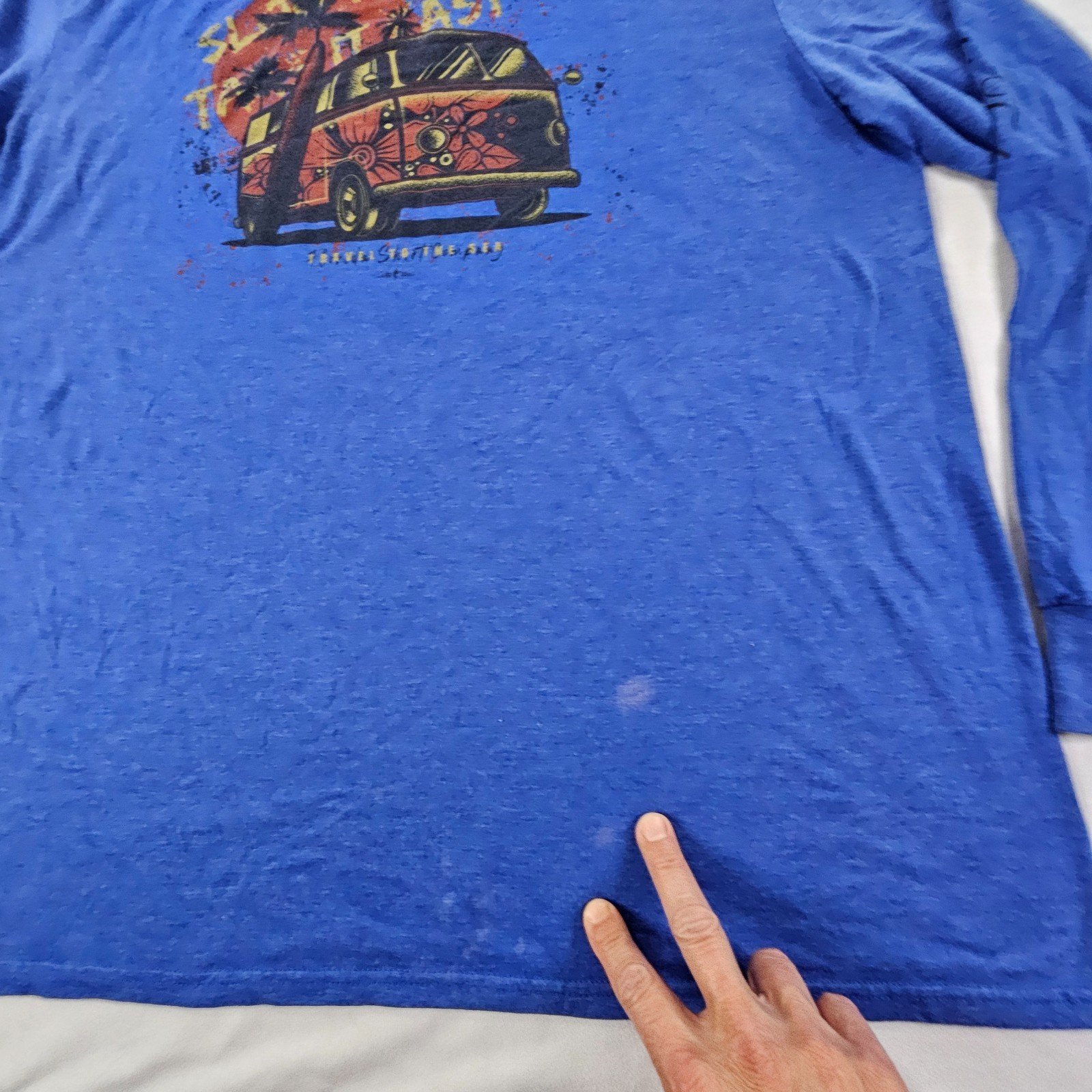 Take it Easy Woody Surf Board Blue Long Sleeve Tri-Blend T-Shirt Men's 2XL gallery