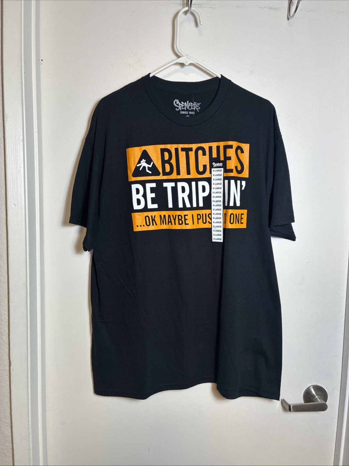 Spencers "Trippin" Graphic Print T-Shirt Mens Size XL Black Cotton NWT gallery
