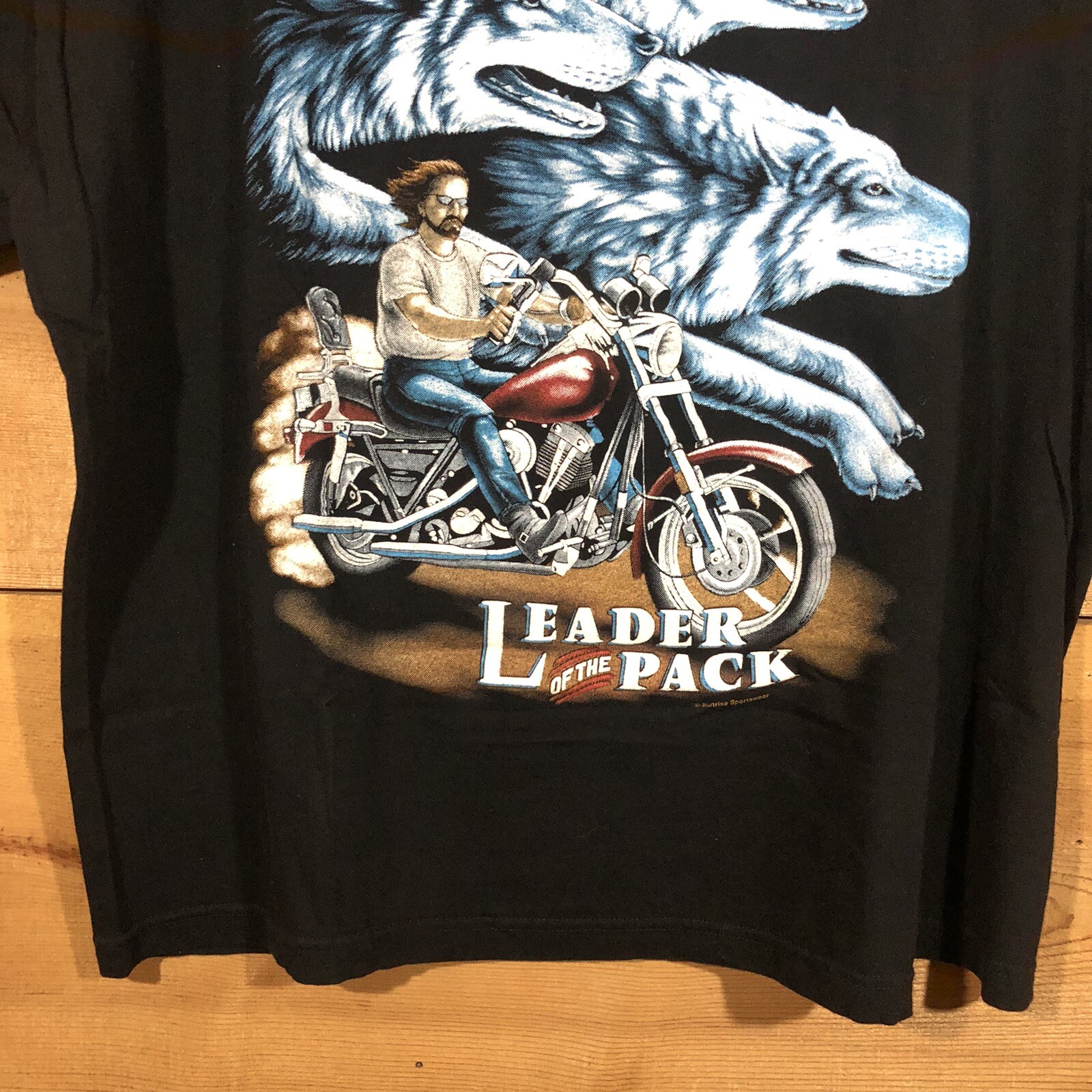 Vintage American Thunder Riding Leader Of The Pack Wolf T-Shirt Mens Size XL gallery