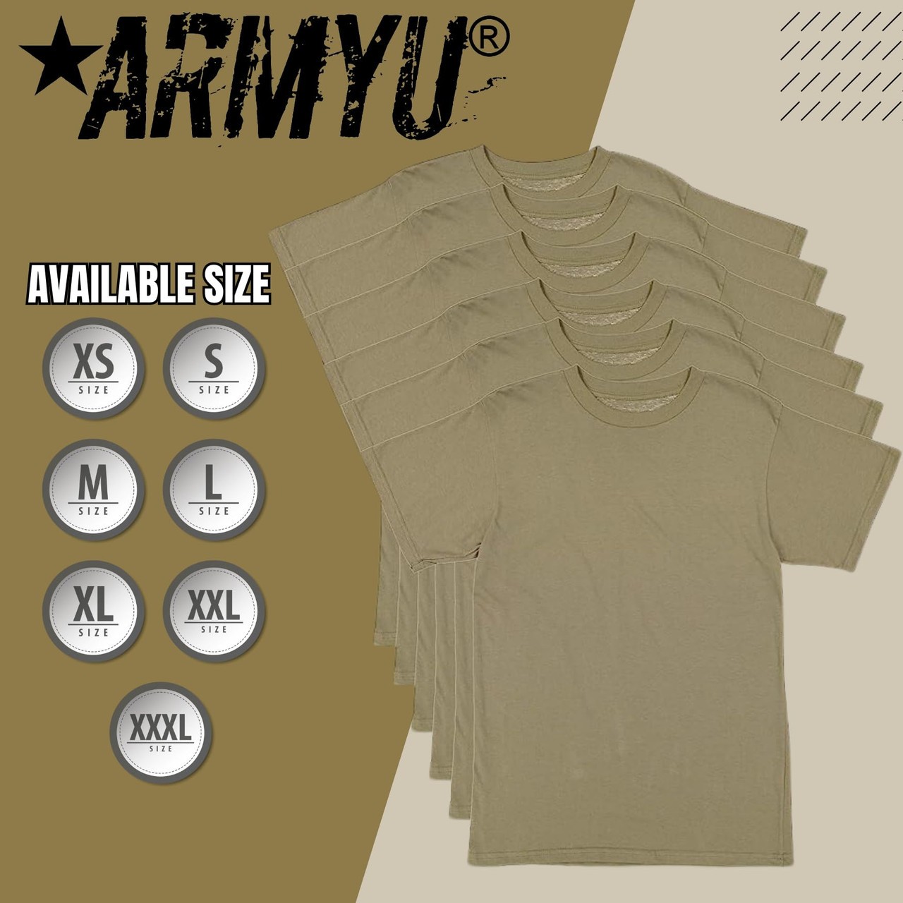 AR 670-1 Army Compliant Coyote Brown Mens Military T-Shirt MultiCam OCP 6-Pack gallery