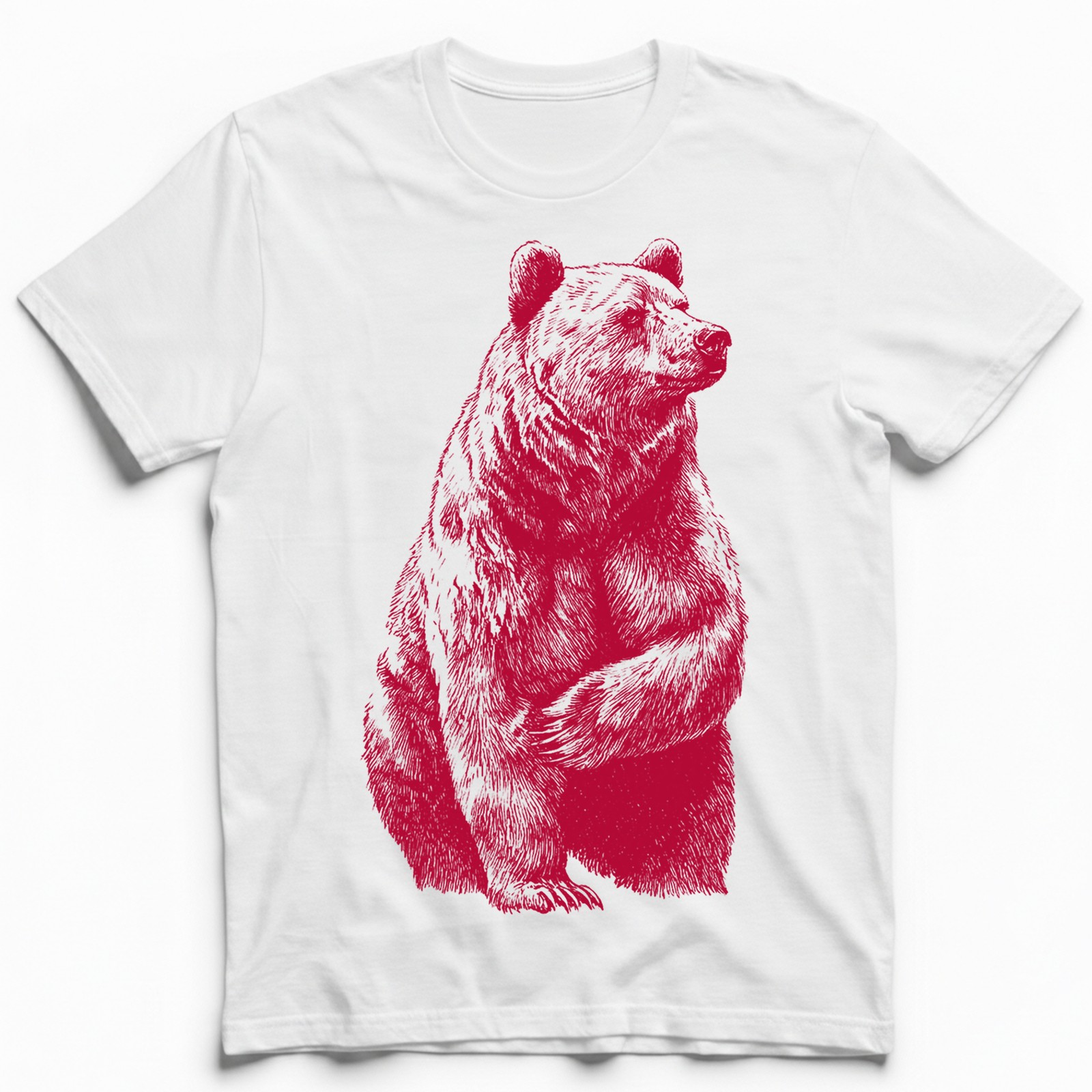 Red Grizzly Bear Silhouette Wildlife Nature T-Shirt Forest Animal Graphic Tee gallery