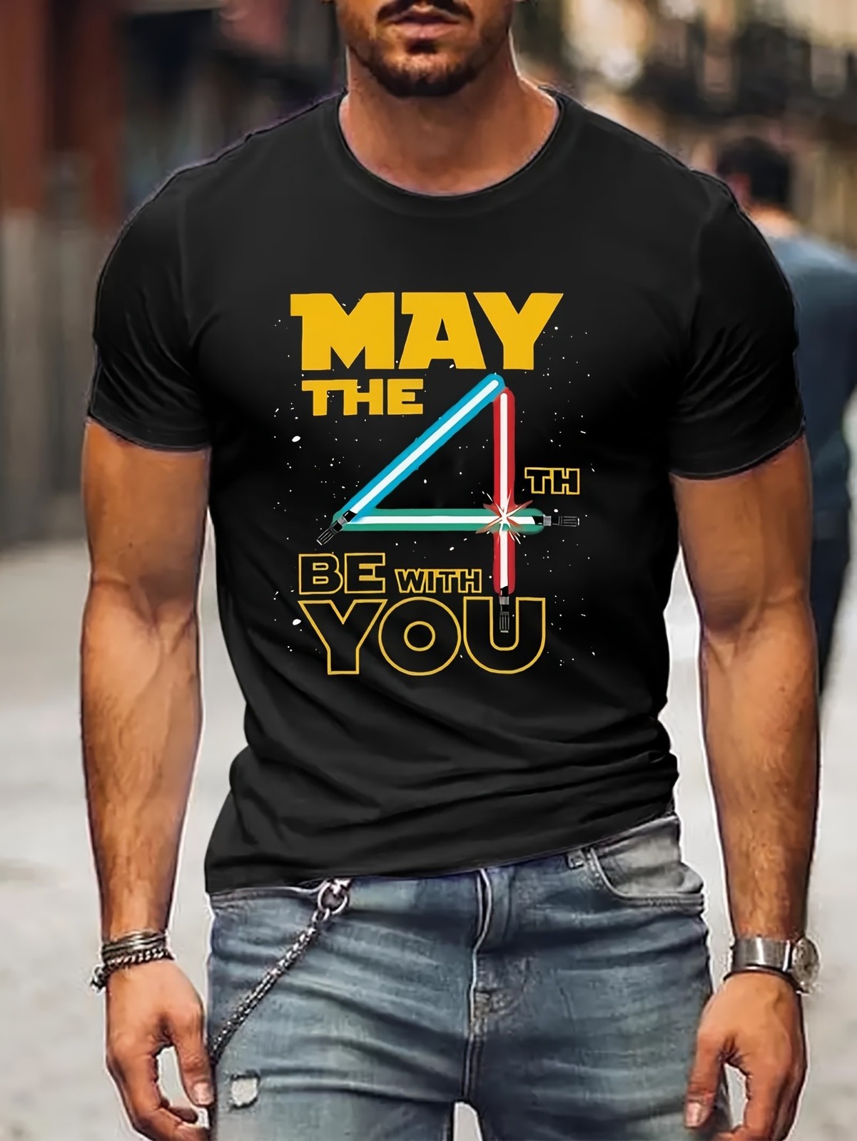May the 4th Be With You T-Shirt | Sci-Fi Lightsaber Fan Graphic Tee