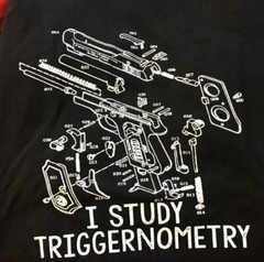 Men’s T Shirt-2XL-Black -novelty-Gun- Screen Print graphic tee -plain back-