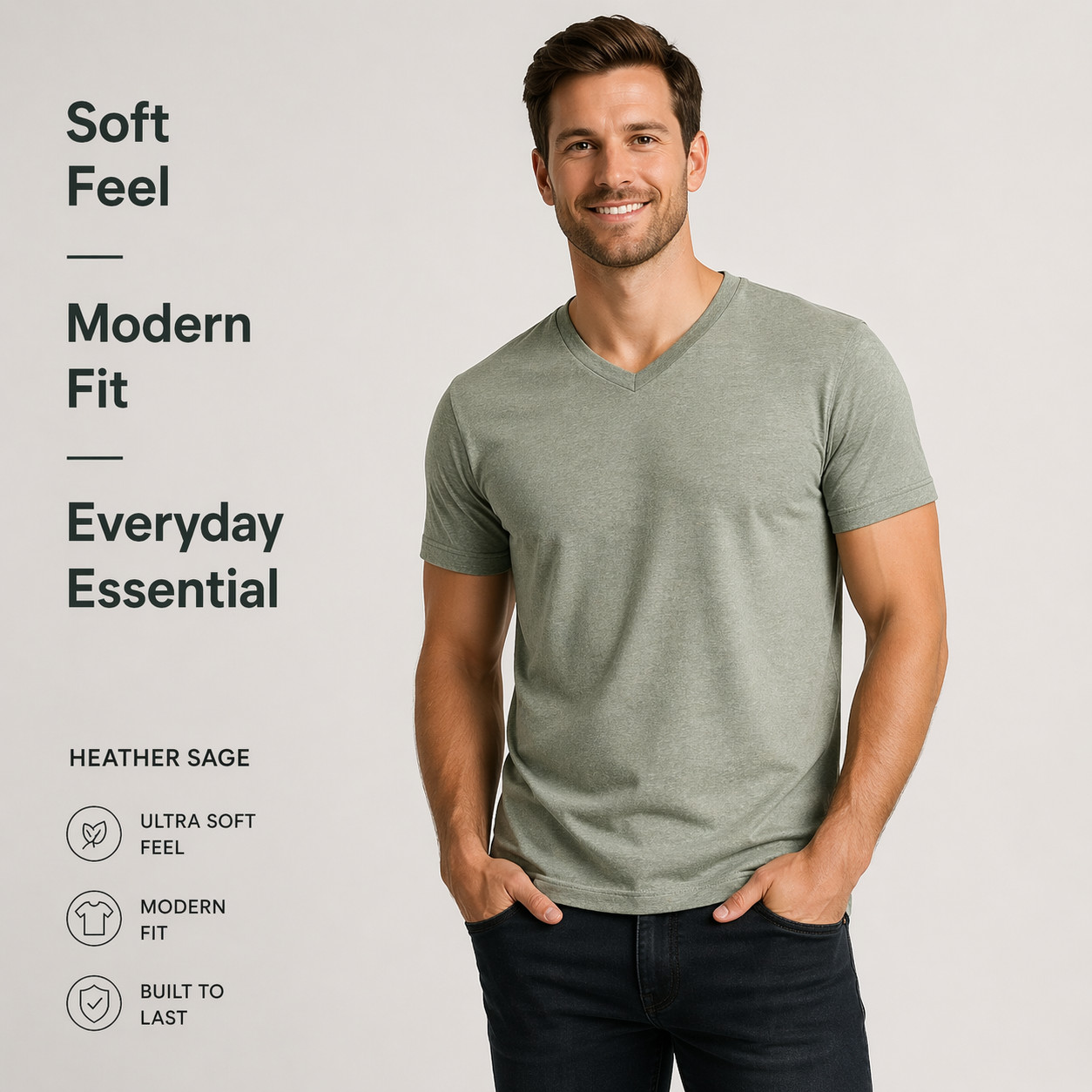 True Classic V-Neck T-Shirts 6 Pack Men Size L New No Tags Soft Premium Fit gallery