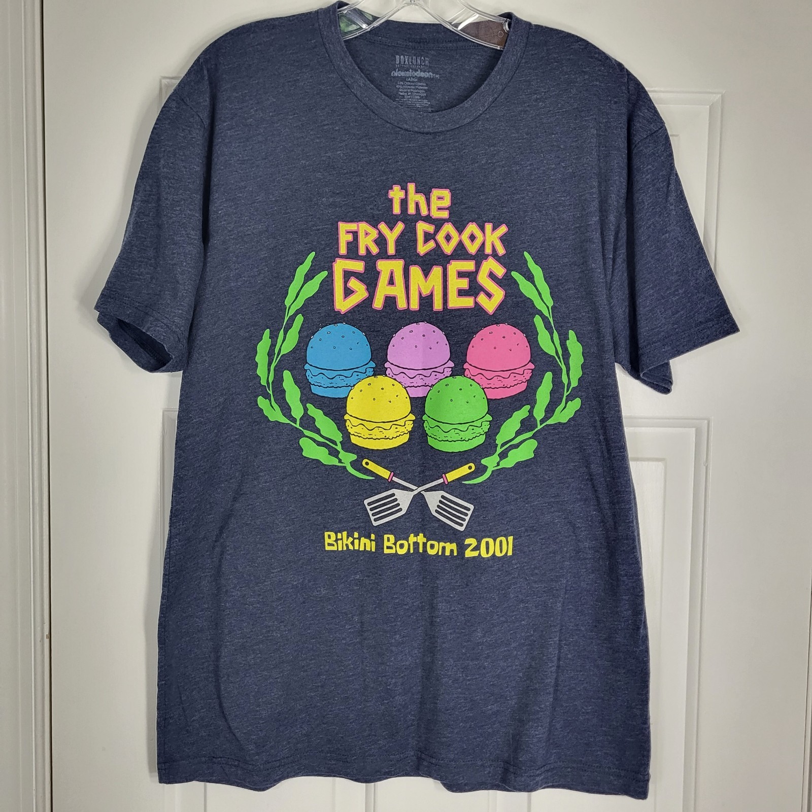 Vintage Y2K SpongeBob SquarePants T-Shirt Men’s L Fry Cook Games 2001 BoxLunch