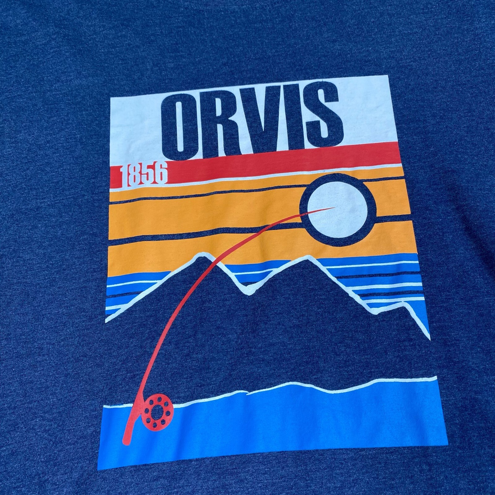 Orvis T-Shirt Men's size XL Dark Blue Pullover Crew Neck Short Sleeve Graphic gallery
