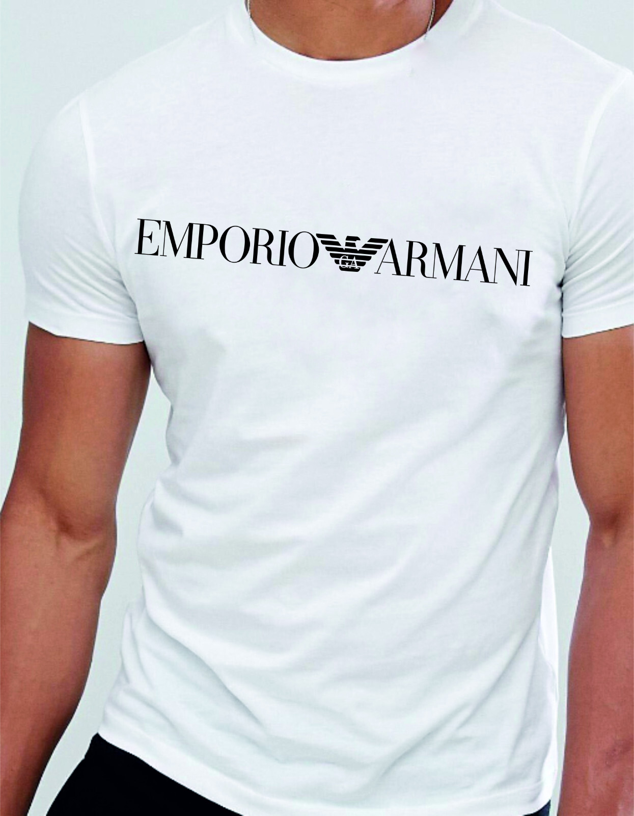 Emporio Armani White Men's cotton T-Shirt Round Neck,Size M*L*XL*XXL*3XL gallery