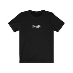 HUSTLE (t-shirt) – tee graphic statement – Black White Grey Red