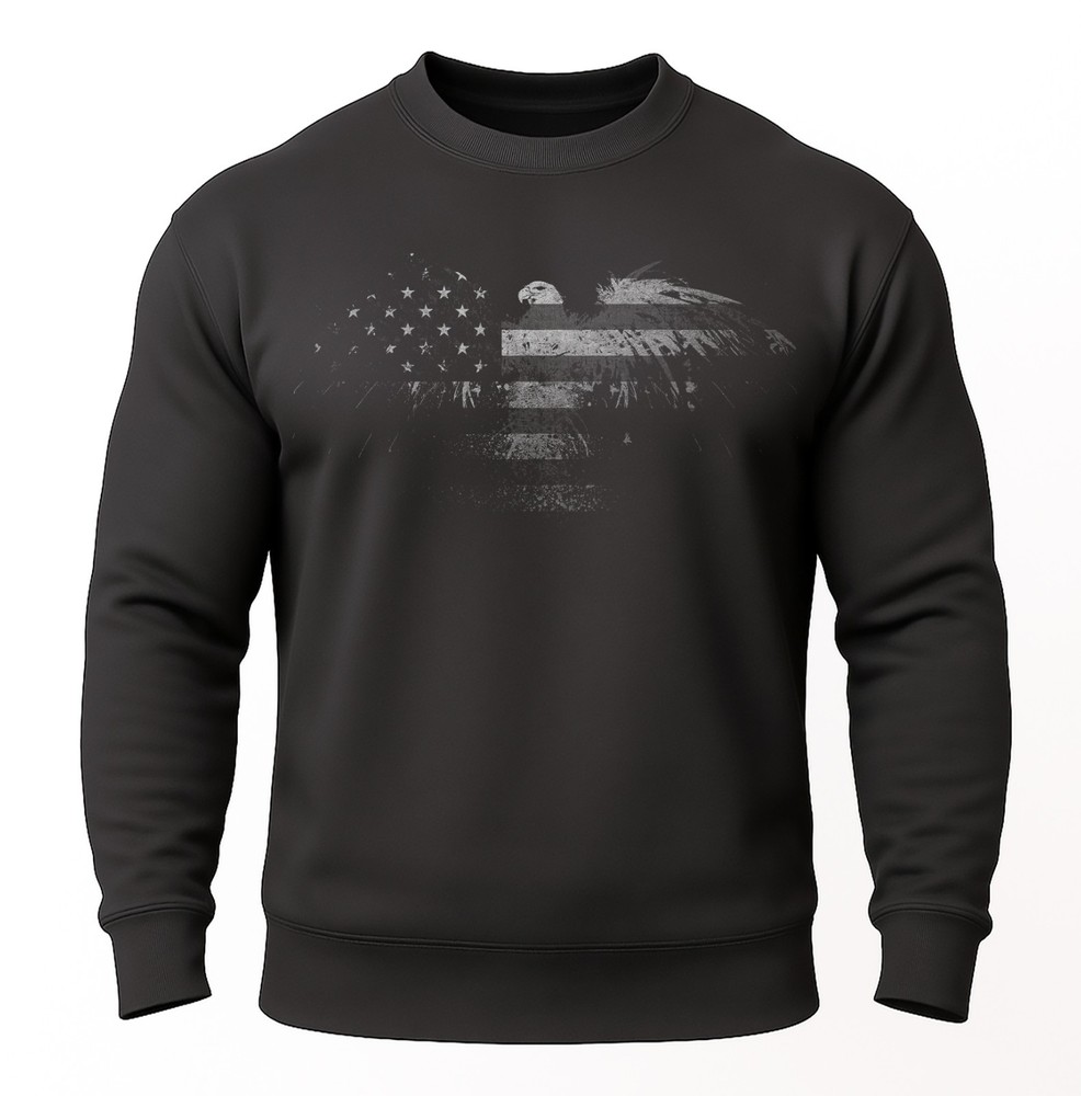 Bald Eagle Flag Sweatshirt | Rugged Patriotic Crewneck for Men & Women | Freedom