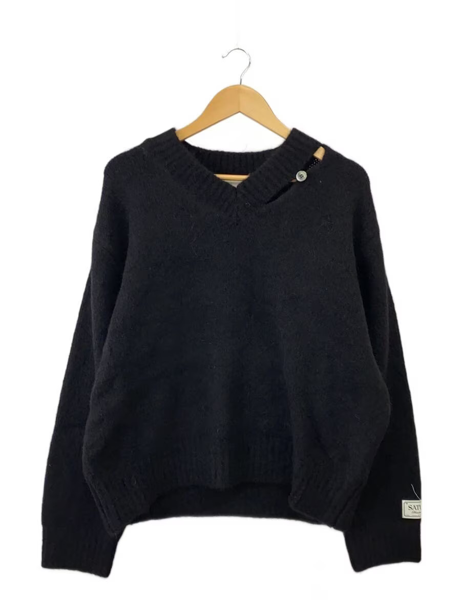 SATUR Essen Two-Tone Mohair Blend Knit, Size M, Nylon, Black, SA254MNKT18 gallery